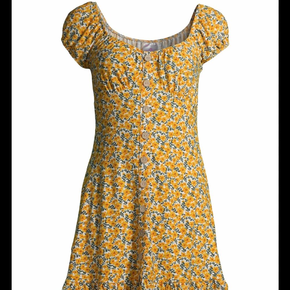 No Boundaries babydoll puff sleeve dress